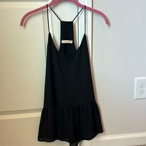 Black Tank Top with Ruffle Detail